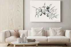 Obraz: Olive tree branch with black olive fruits and leaves