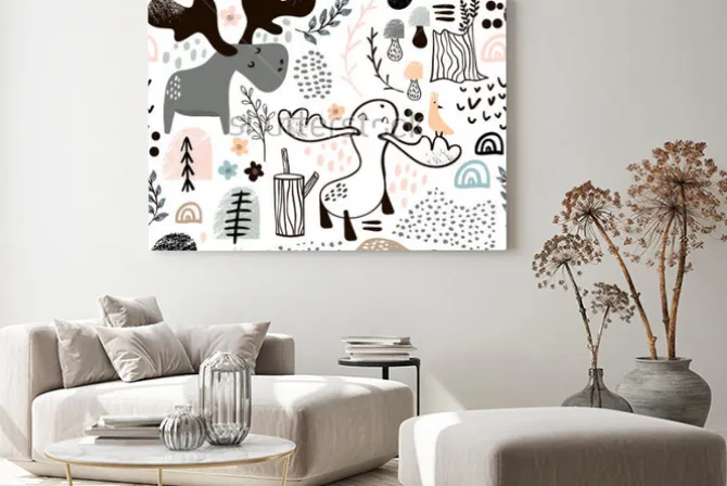 Obraz: Łosie i kropki w stylu skandynawskim dla dzieci