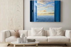 Obraz: Otwarte drzwi z widokiem na morską plażę