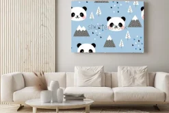 Obraz: Panda bezszwowe tło wzór, skandynawska szczęśliwa śliczna panda