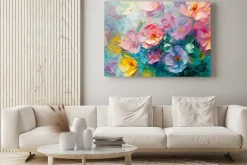 Obraz: Pastelowe barwne kwiaty polne malunek
