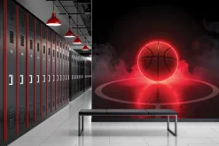 Obraz: Piłka do koszykówki z neonem we mgle