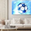 Obraz: Piłka nożna na abstrakcyjnym niebieskim tle