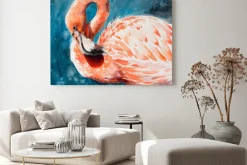 Obraz: Pink flamingo. tropical exotic bird rose flamingo portrait on