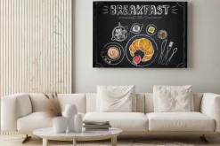 Obraz: Plakat w stylu vintage. śniadanie rogalik i kawa. ustaw na platformie