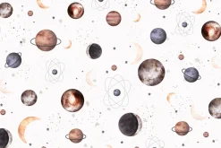 Obraz: Planety z księżycami i gwiazdami