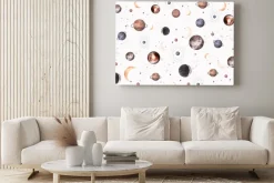 Obraz: Planety z księżycami i gwiazdami