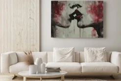 Obraz: Pocałunek kobiet z czerwonymi ustami