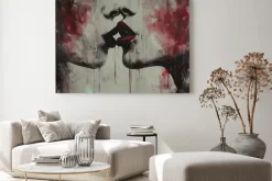 Obraz: Pocałunek kobiet z czerwonymi ustami