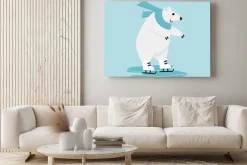 Obraz: Polar bear ice skating training. funny cartoon winter sport mascot