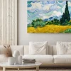 Obraz: Pole pszenicy z cyprysami w stylu vincent van gogh