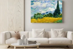 Obraz: Pole pszenicy z cyprysami w stylu vincent van gogh