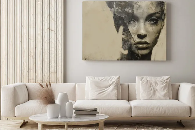 Obraz: Portret kobiety na betonowym tle