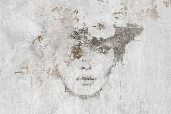 Obraz: Portret kobiety w kapeluszu z kwiatami