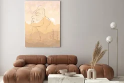 Obraz: Portret line art z krajobrazem górskim w tle