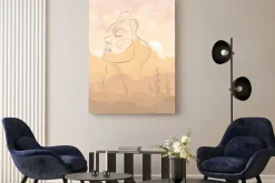 Obraz: Portret line art z krajobrazem górskim w tle