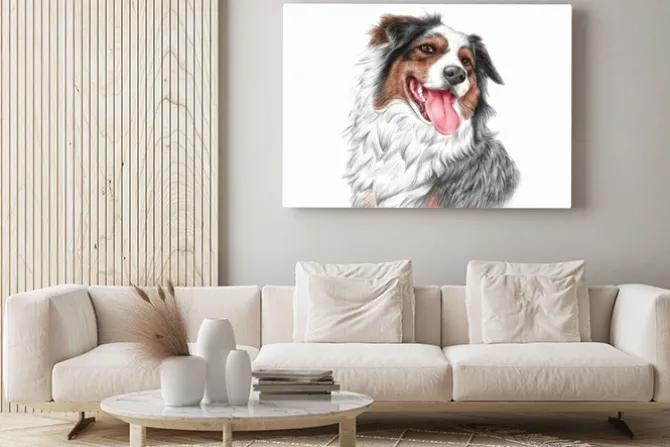 Obraz: Portret uśmiechniętego psa owczarka