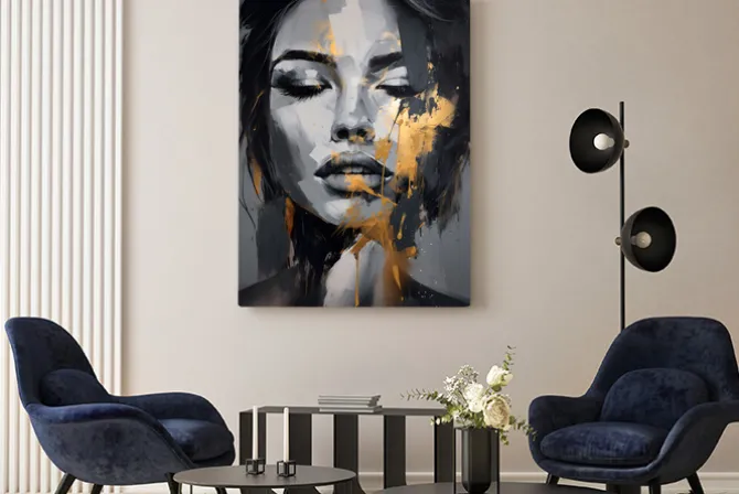 Obraz: Portret zmysłowej kobiety abstrakcyjny malunek