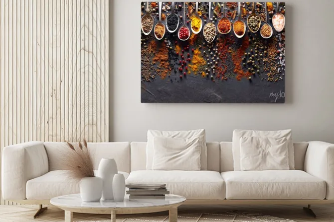 Obraz: Przyprawy na czarnej tablicy grafitowej