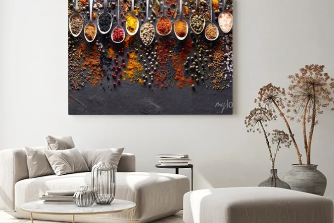 Obraz: Przyprawy na czarnej tablicy grafitowej