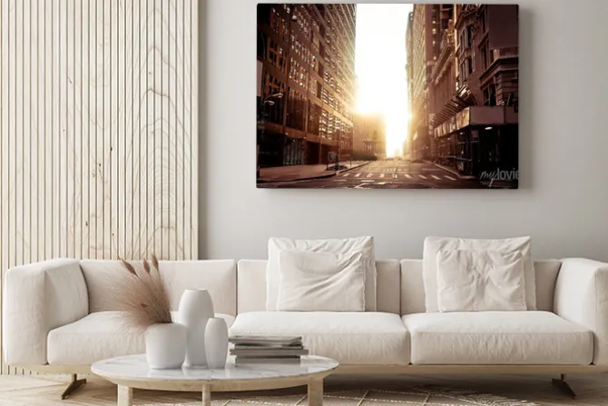 Obraz: Pusta ulica nowego jorku o wschodzie słońca