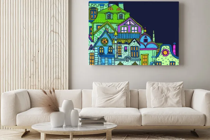 Obraz: Ręcznie rysowane tła z nocy starego miasta