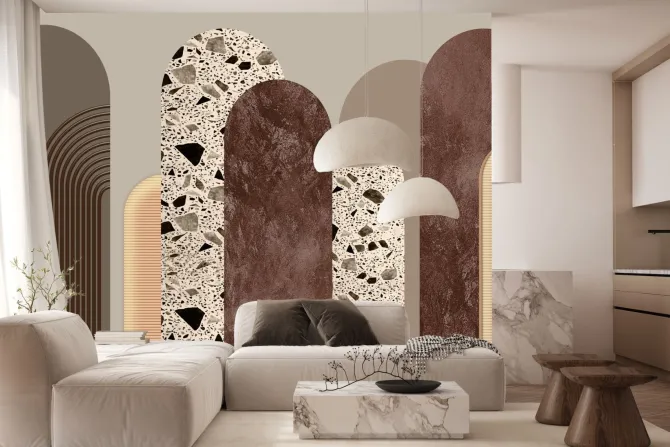 Obraz: Różnorodne tekstury na brązowych łukach