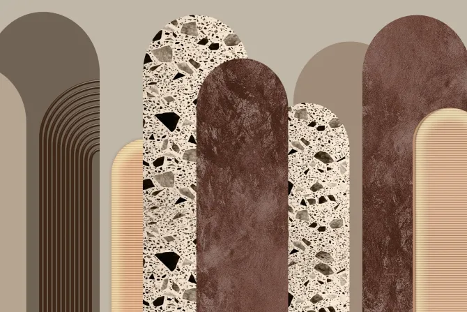 Obraz: Różnorodne tekstury na brązowych łukach