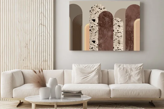 Obraz: Różnorodne tekstury na brązowych łukach