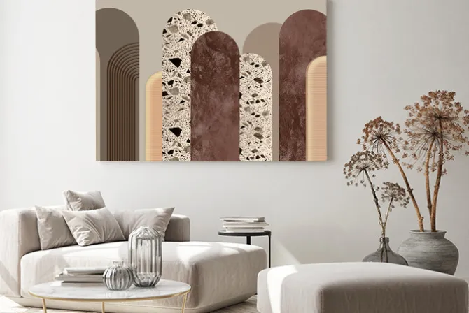 Obraz: Różnorodne tekstury na brązowych łukach