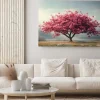 Obraz: Różowe drzewo mglisty poranek malowniczy krajobraz