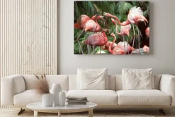 Obraz: Różowe flamingi w dżunglii