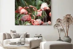 Obraz: Różowe flamingi w dżunglii