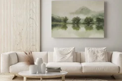 Obraz: Rustykalny pejzaż z jeziorem i lasem