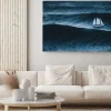 Obraz: Sailboat on the sea with storm and big waves