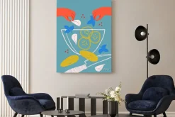 Obraz: Salad still life cartoon poster illustration. vegetables abstract