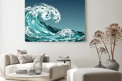 Obraz: Sea wave in oriental vintage style. hand drawn realistic vector