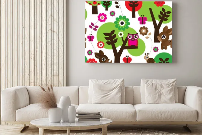 Obraz: Seamless owl drzewo farm animal w wektor wzór