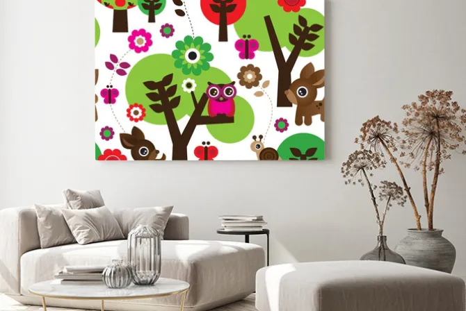 Obraz: Seamless owl drzewo farm animal w wektor wzór