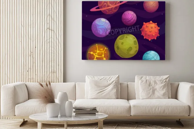 Obraz: Set of cartoon fantastic planet on space background