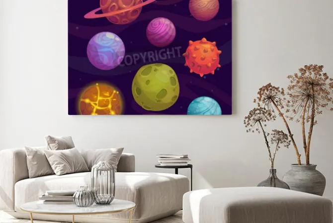 Obraz: Set of cartoon fantastic planet on space background