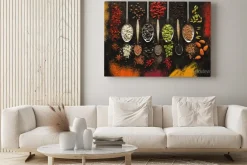 Obraz: Spices, seeds, nuts, goji berries on a dark background. colored