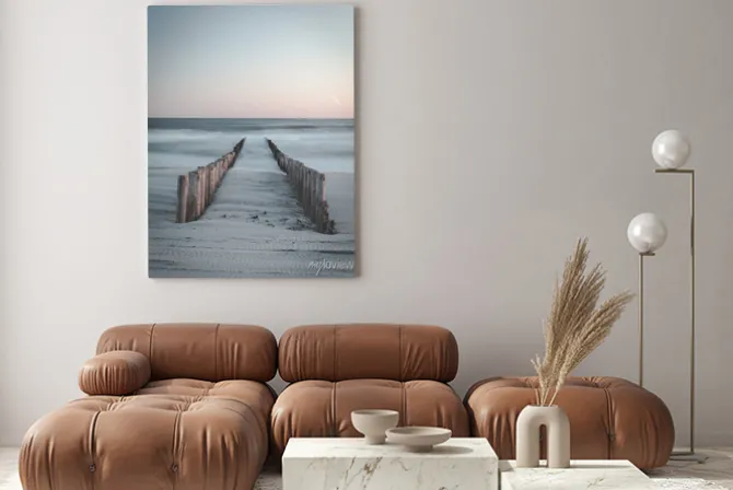 Obraz: Spokojny zachód słońca nad plażą w holandii