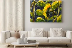 Obraz: Sunflowers in sun original oil painting of sunflower flowers,