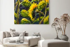 Obraz: Sunflowers in sun original oil painting of sunflower flowers,