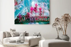 Obraz: Surrealistyczne kolory fantazyjny ogród z niesamowitymi roślinami