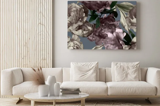 Obraz: Sztuka sztuka monochromatyczne grafiki i akwarela kwiatowy wzór