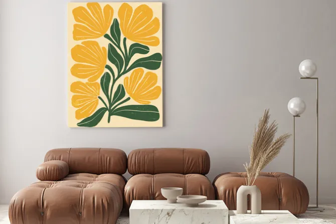 Obraz: Żółte kwiaty w stylu boho
