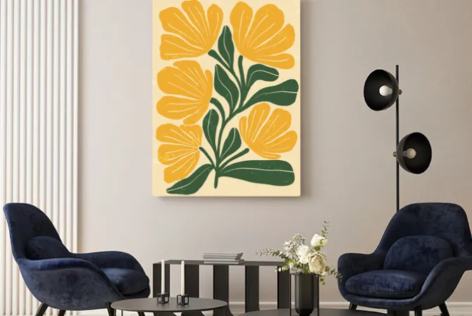Obraz: Żółte kwiaty w stylu boho