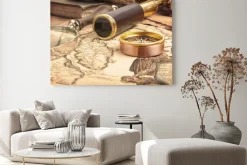 Obraz: Teleskop brass na mapie